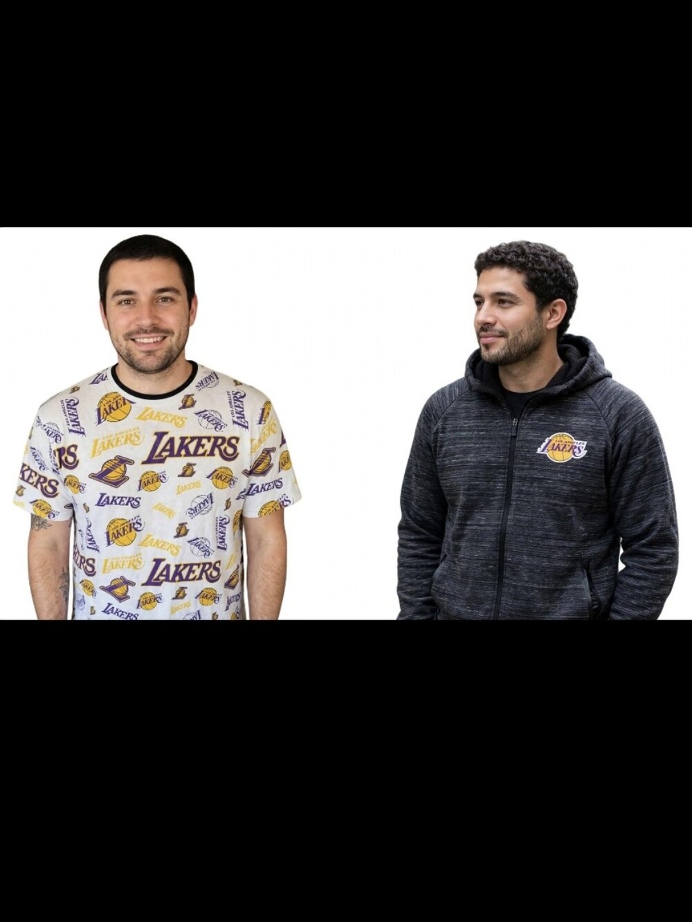 2 NBA Los Angeles Lakers Charcoal Heather Full-Zip Hoodie & All Over PrintT-shir
